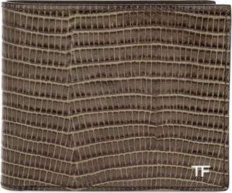 Tom Ford Portafoglio con effetto lucertola - Marrone