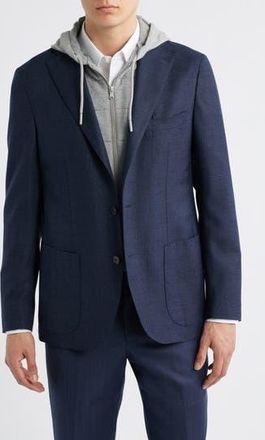 Jack Victor Woodland Stretch Wool Sport Coat with Removable Hooded Bib in Navy at Nordstrom Rack, Size 40 Regular