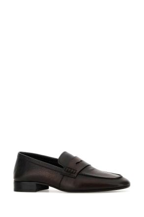 Dries Van Noten Womens Dark Brown Leather Loafers Tan Sneaker