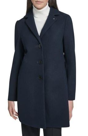 Calvin Klein Classic Notch Lapel Coat in Navy at Nordstrom Rack, Size Large