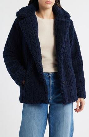 Bernardo Cable High Pile Fleece Jacket in Navy at Nordstrom Rack, Size X-Large