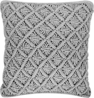 Beliani Coj&iacute;n Decorativo Gris Algod&oacute;n Macram&eacute; 45 X 40 Cm Decoraci&oacute;n Estilo Boho Kizkalesi