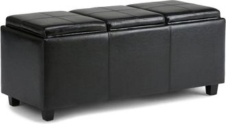 Simpli Home Avalon 42In Contemporary Rectangle Storage Ottoman