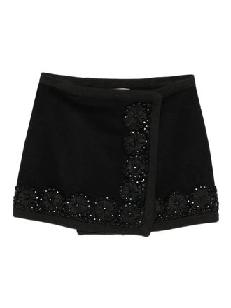 P.A.R.O.S.H. embellished wrap mini skirt - women - Wool - S - Black