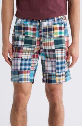 Vintage 1946 Patchwork Madras Flat Front Shorts in Ocean Blue at Nordstrom Rack, Size 36