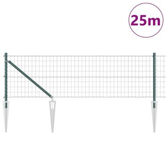 Berkfield Home Green Euro Fence with 13 Spike Posts 0.6x25 m Galvanised Steel Green