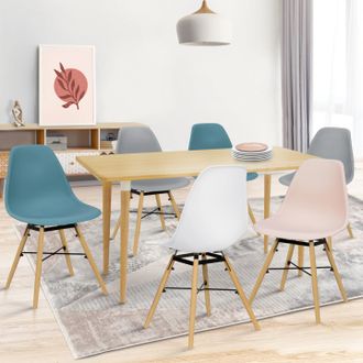 IDMarket Idmarket - Lote De 6 Sillas Sandra Mix Rosa Pastel, Blanco, Gris Claro X2, Azul X2