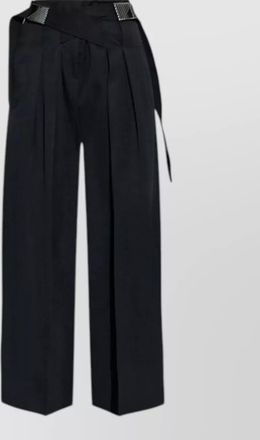 The Attico wool gabardine trousers pleated wide leg buckle