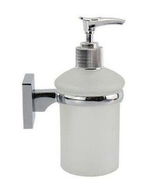 Trade Shop Trade Shop - Dispensador De Jab&oacute;n L&iacute;quido De Cristal Satinado De Montaje En Pared Ba&ntilde;o Cuadrado 59188