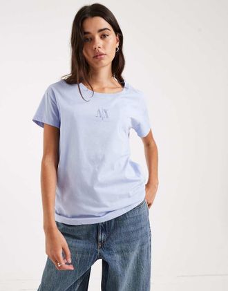 A|X Armani Exchange T-shirt blu tenue con logo al centro