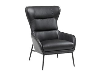 Vente-Unique Sill&oacute;n de cuero de b&uacute;falo negro DINNIA