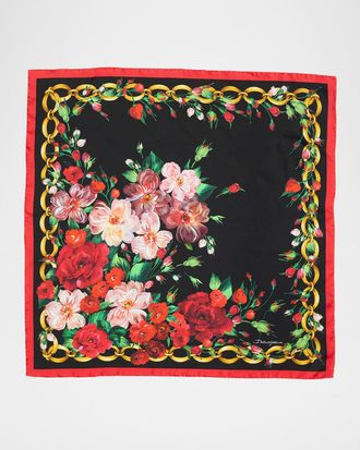 Dolce & Gabbana Floral Chain Foulard Silk Scarf