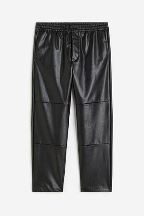 H&M Beschichtete Hose Regular Fit - Schwarz
