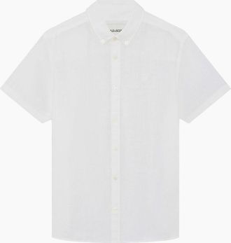 Lyle & Scott Mens Lyle & Scott Short Sleeve Linen Shirt - White - Size: Regular/40