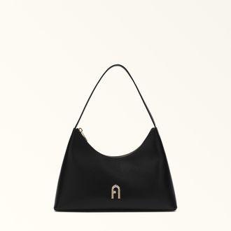 Furla Diamante Shoulder Bag Nero Black Soft Calf Leather Woman