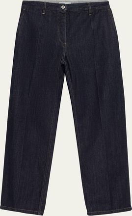 Jil Sander Creased Straight-Leg Denim Trousers