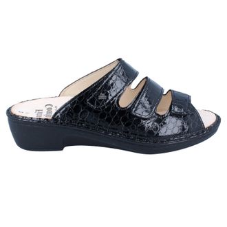 Finn Comfort Canzo Leather Womens Slides Sandals - Black - Size:UK 6.5
