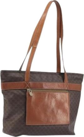 Celine Pre-owned Canvas Tote Bag - Dames - Vintage Shopper - Bruin - ONE Size - Leer - Vintage