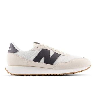 New Balance Hombre 237 en Blanco/Gris, Gamuza/Malla, Talla 40.5