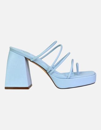XY London Womens XY London Womens/Ladies Colt Strappy Square Toe High Block Heel Mule Sandals - Blue - Size: 7
