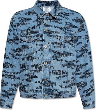 VETEMENTS Denimjack met logo - Heren - Spijkerjassen - Blauw - XS - Denim - Jassen