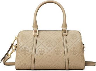 Tory Burch Mini T Monogram Leather Barrel Bag in Fresh Clay at Nordstrom