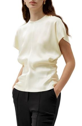 LilySilk Womens Short Batwing Sleeve Silk Contour Top in Lily White at Nordstrom, Size X-Small