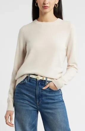 Nordstrom Crewneck Cashmere Sweater in Beige Beach at Nordstrom, Size X-Large