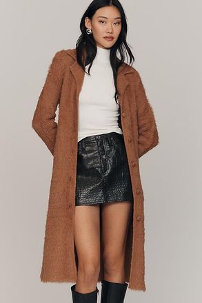 Maeve Collared Eyelash Long Coatigan