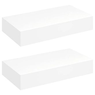 Berkfield Home Floating Wall Shelves with Drawers 2 pcs White 48 cm