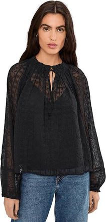 Madewell Nayla Lace Top Womens Clothing Jet Black : LG (Womens 10-12), Denim/Lace/Polyester