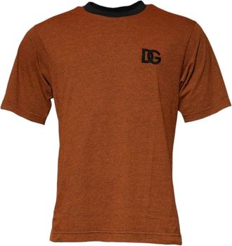 Dolce & Gabbana Bruine Logo Patch Crew Neck T-shirt - Heren - T-shirts - Bruin - M - Katoen - Tops