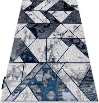 RugsX Alfombra De Luxe Moderna 632 Geom&eacute;trico - Structural Crema / Azul Oscuro Blue 160x220 Cm