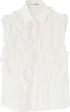 Ermanno Scervino Camicia smanicata con ruches - Bianco