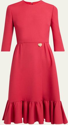 Valentino Garavani Strass Heart Flounce Crepe Couture Dress