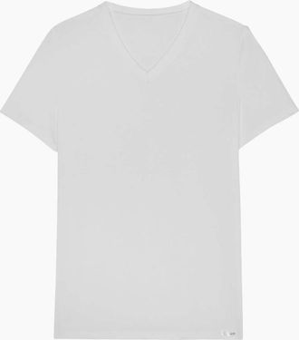 HOM Hom Mens Tencel Soft V-Neck T-Shirt, White - Size: 38