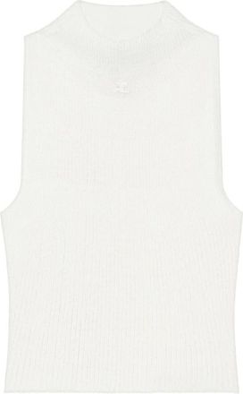 Courrèges Tops, Dames, Wit, XS, Witte Logo Mouwloze Top
