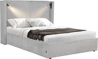Habitat et Jardin Habitat Et Jardin - Cama Doble De Pana Con C&oacute;moda Integrada Y L&aacute;mpara cortina - 160 X 200 Cm - Gris