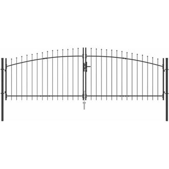 vidaXL Vidaxl Puerta De Jard&iacute;n Con Punta De Lanza Doble Batiente Gris 125x400 Cm Acero
