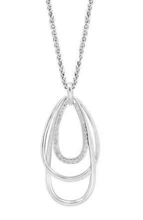 Effy Open Teardrop Layered Diamond Pendant Necklace - 0.29ct. in Silver at Nordstrom Rack, Size 18