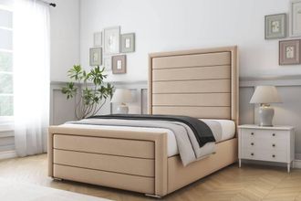 Comfort Beds Anna Plush Bed Frame With Mattress-50 Upholstered in Stone | Size: Double