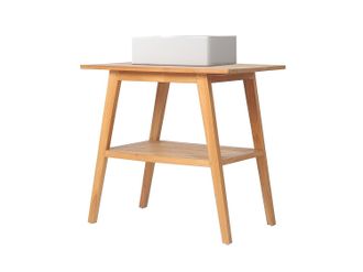 Vente-Unique Mueble de ba&ntilde;o de teca con lavabo - 80 cm - BOBOTSARI