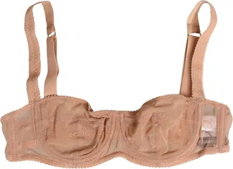 Dolce & Gabbana Womens Beige Lace Mesh Underwire Balconnet Bra Underwear Elastane Nylon Clothing