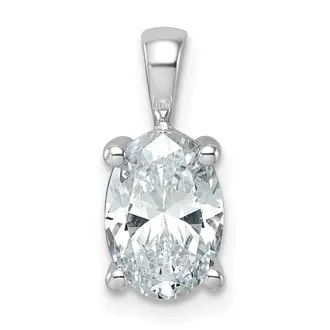 Diamond2Deal 14k White Gold 2 Ct Oval Cut Lab Grown Diamond Pendant