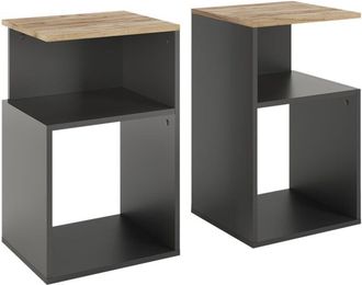 Vicco Mesilla De Noche Elios, Antracita/roble Dorado, Lote De 2, Vicco