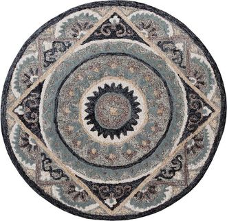 LR Home Lr Home Traditional Medallion Hand-Woven Wool Round Area Rug