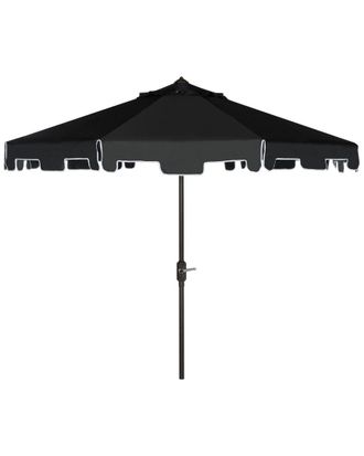 Safavieh Indoor/Outdoor Up Resistant Zimmerman 9 Ft Crank Market Push Button Tilt Umbrella With Flap