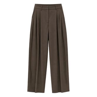 Meimeij M6Iaha Wijde Broek - Dames - Broeken - Bruin - Maat: M Leer