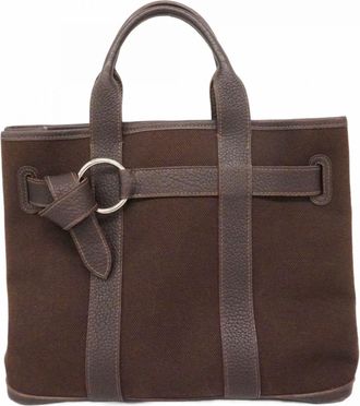 Herm&egrave;s Brown Canvas Tote Bag (Pre-Owned)