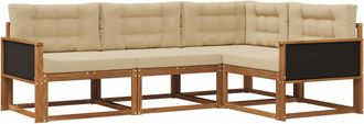 vidaXL Conjunto De Sof&aacute;s De Exterior 4 Uds. Natural Y Beige Vidaxl